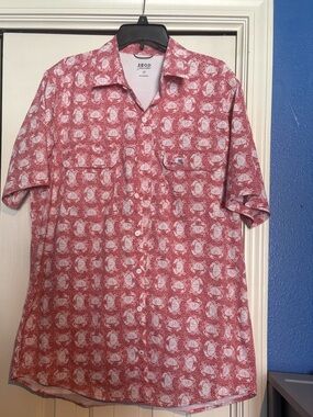 Izod Men’s Red Short-Sleeve Printed Button-Down Shirt